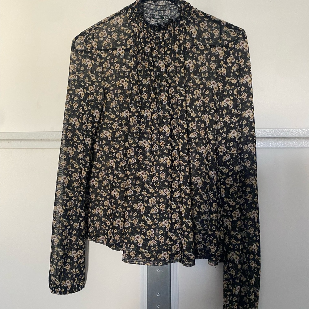 Wild Fable Black and Cream Floral Blouse